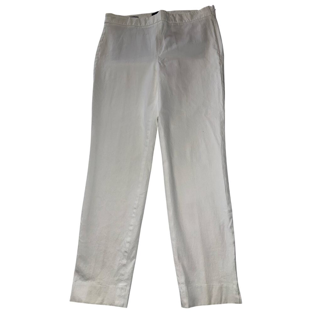 Talbots Size 8 Chatham Ankle Pants White Side Zip Straight Leg Casual Stretch